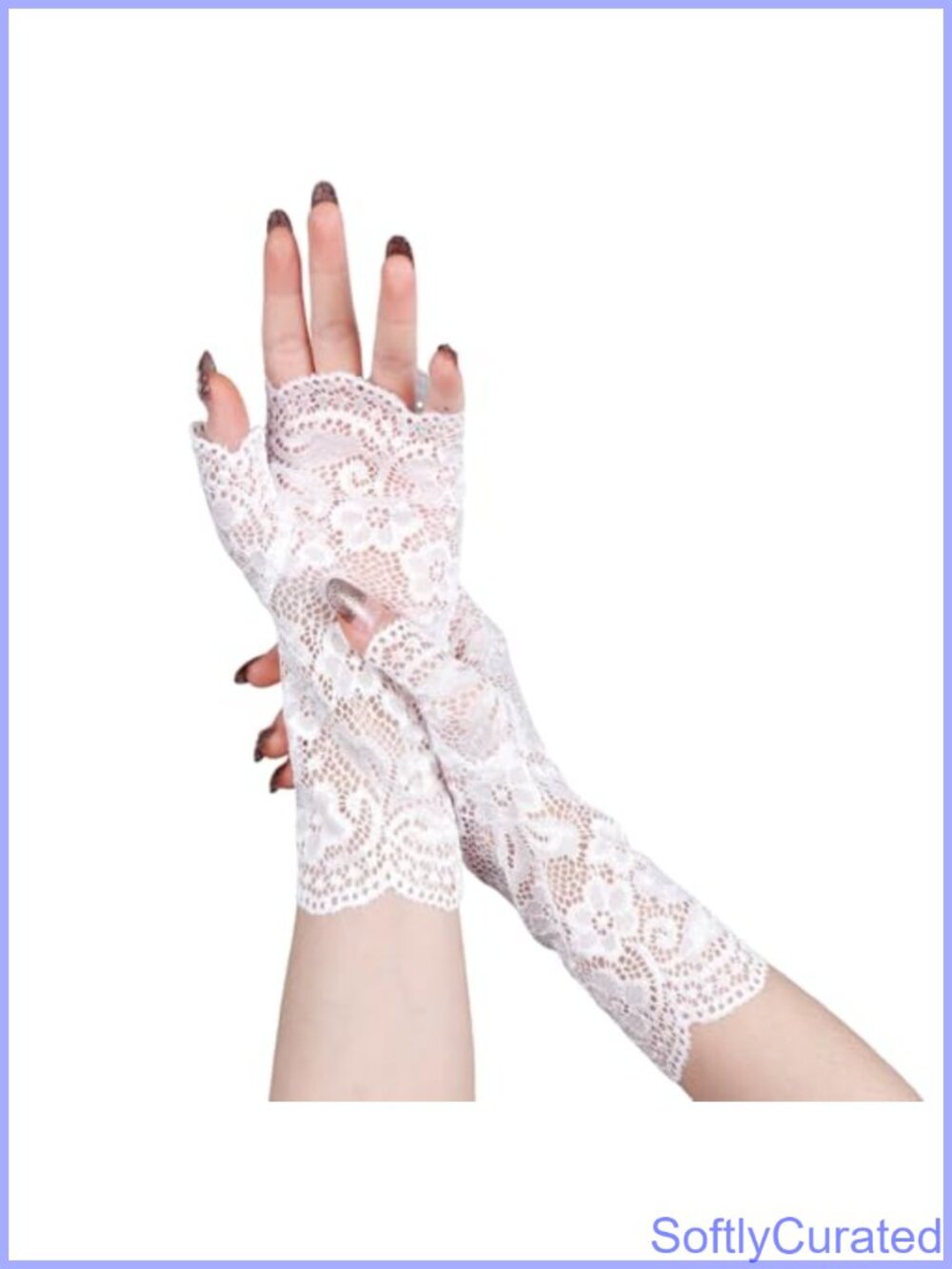 Fingerless Lace Gloves 8" Stretch Elbow Length Evening Tea Party